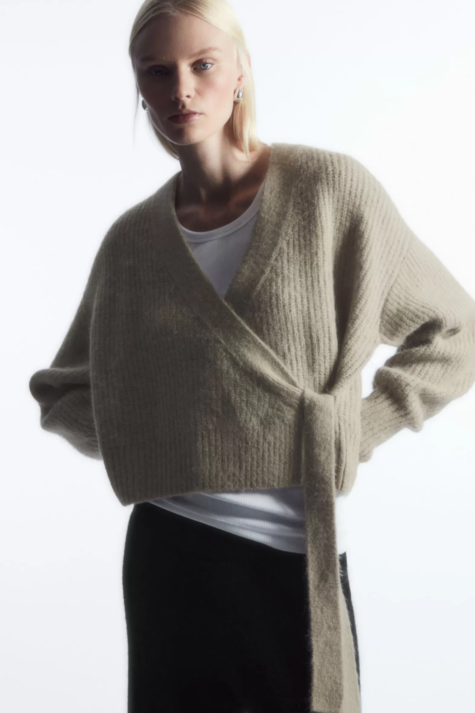 COS TEXTURED ALPACA-BLEND WRAP CARDIGAN