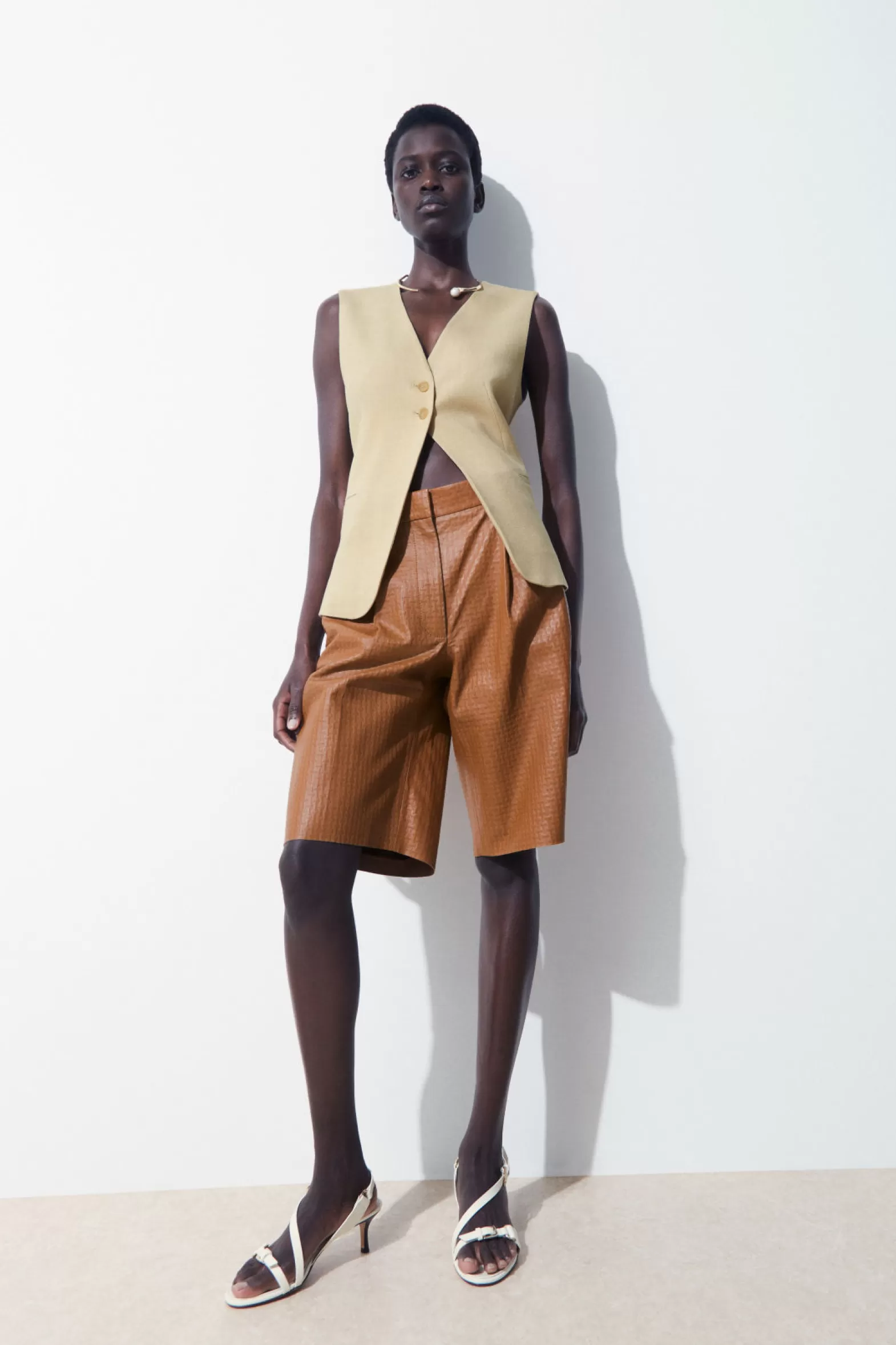 COS THE EMBOSSED-LEATHER BERMUDA SHORTS