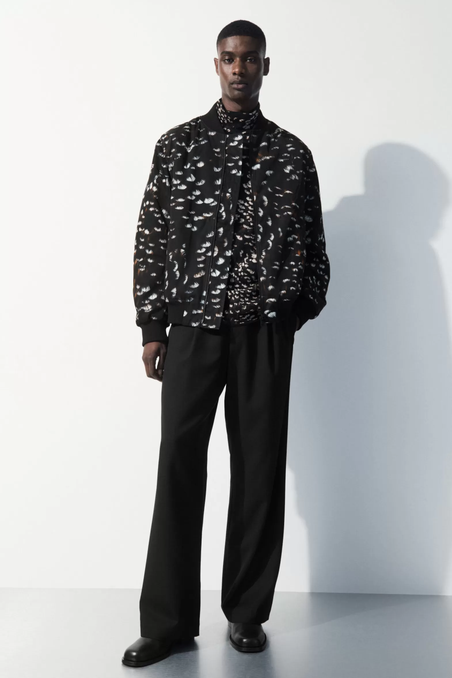 COS THE FEATHER-PRINT BOMBER JACKET