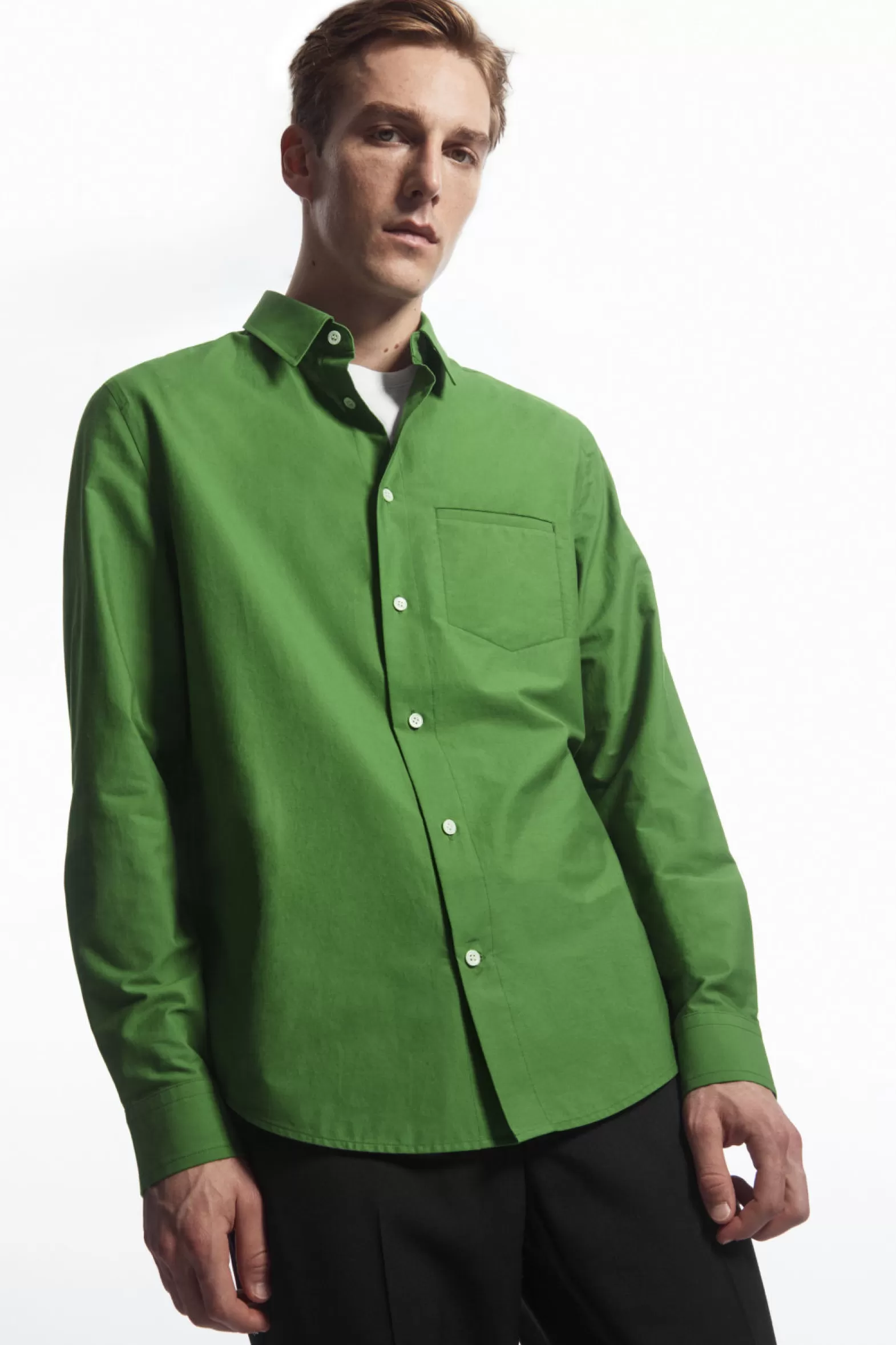 COS TOPSTITCHED POPLIN SHIRT