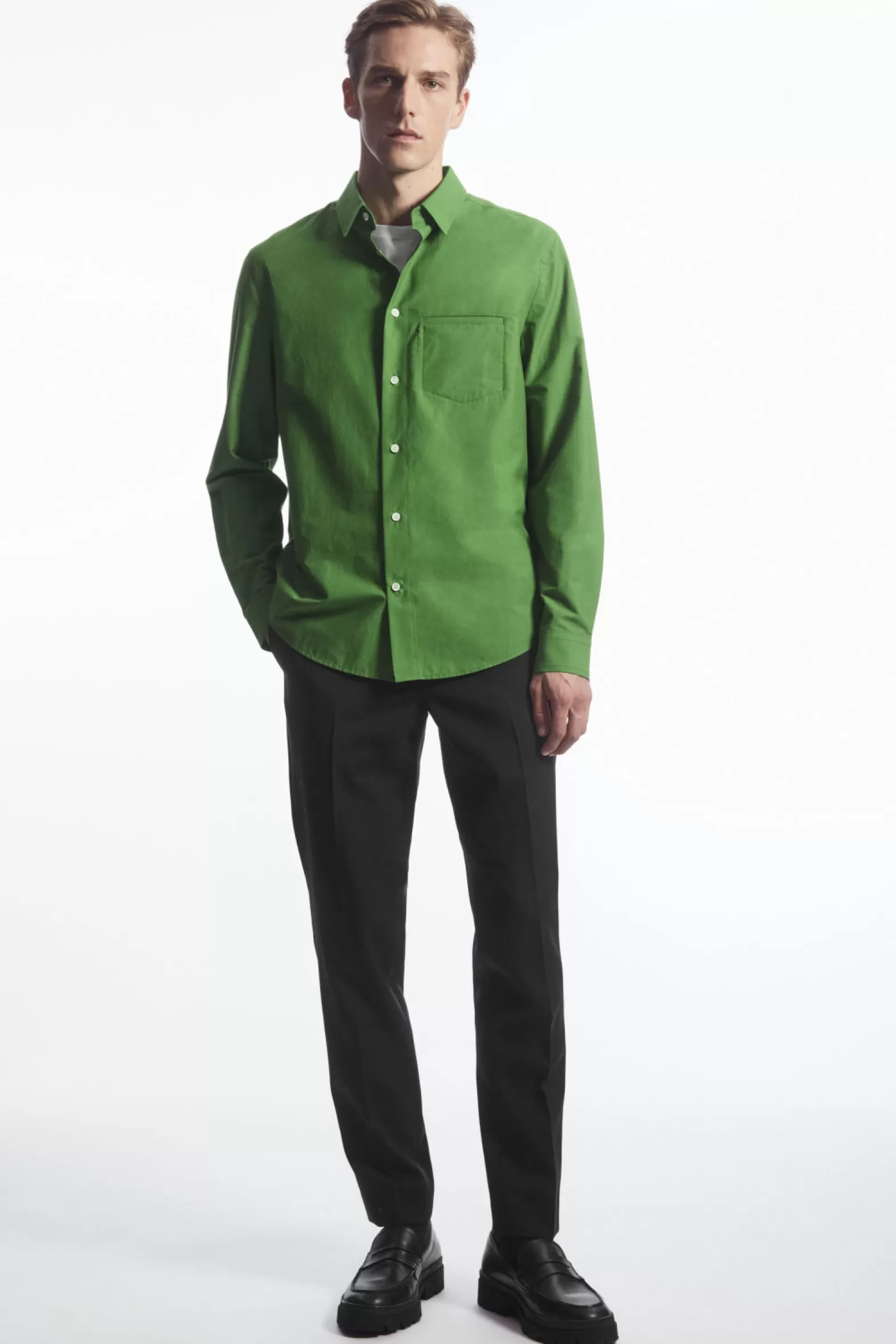 COS TOPSTITCHED POPLIN SHIRT