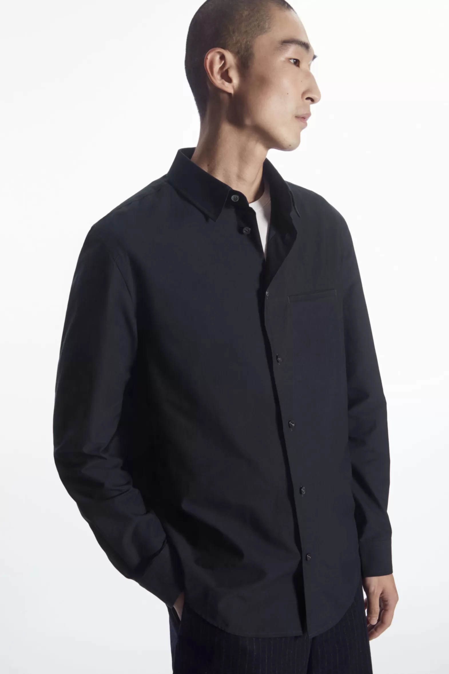 COS TOPSTITCHED POPLIN SHIRT