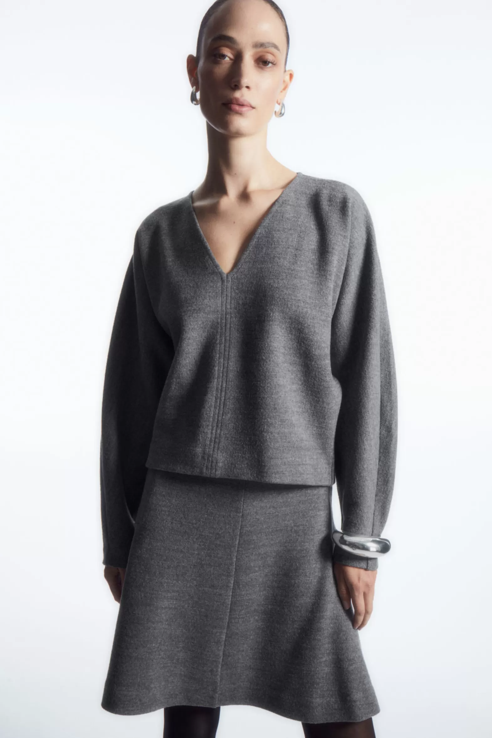 COS V-NECK BOILED-WOOL JUMPER