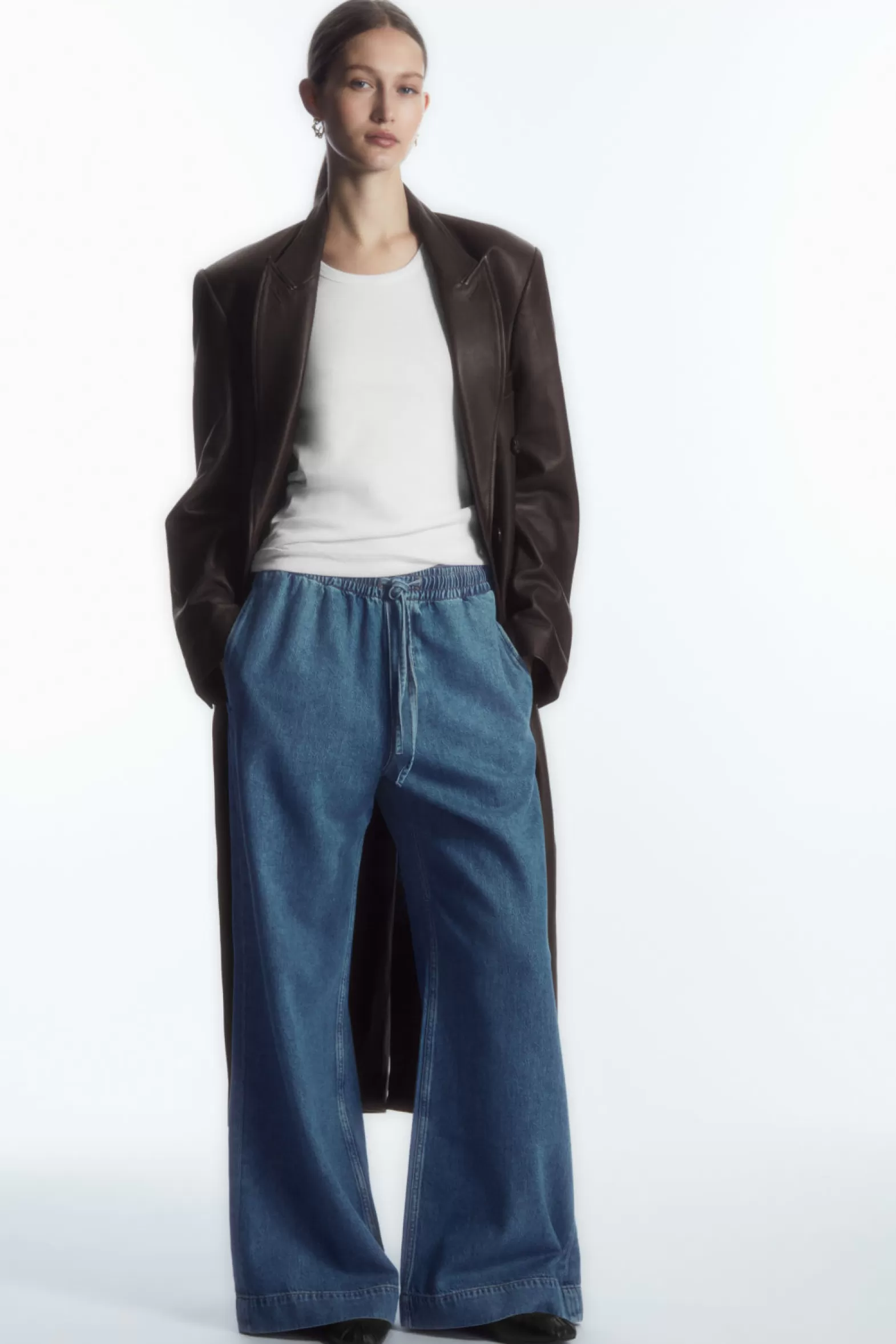 COS WIDE-LEG FLUID DENIM TROUSERS