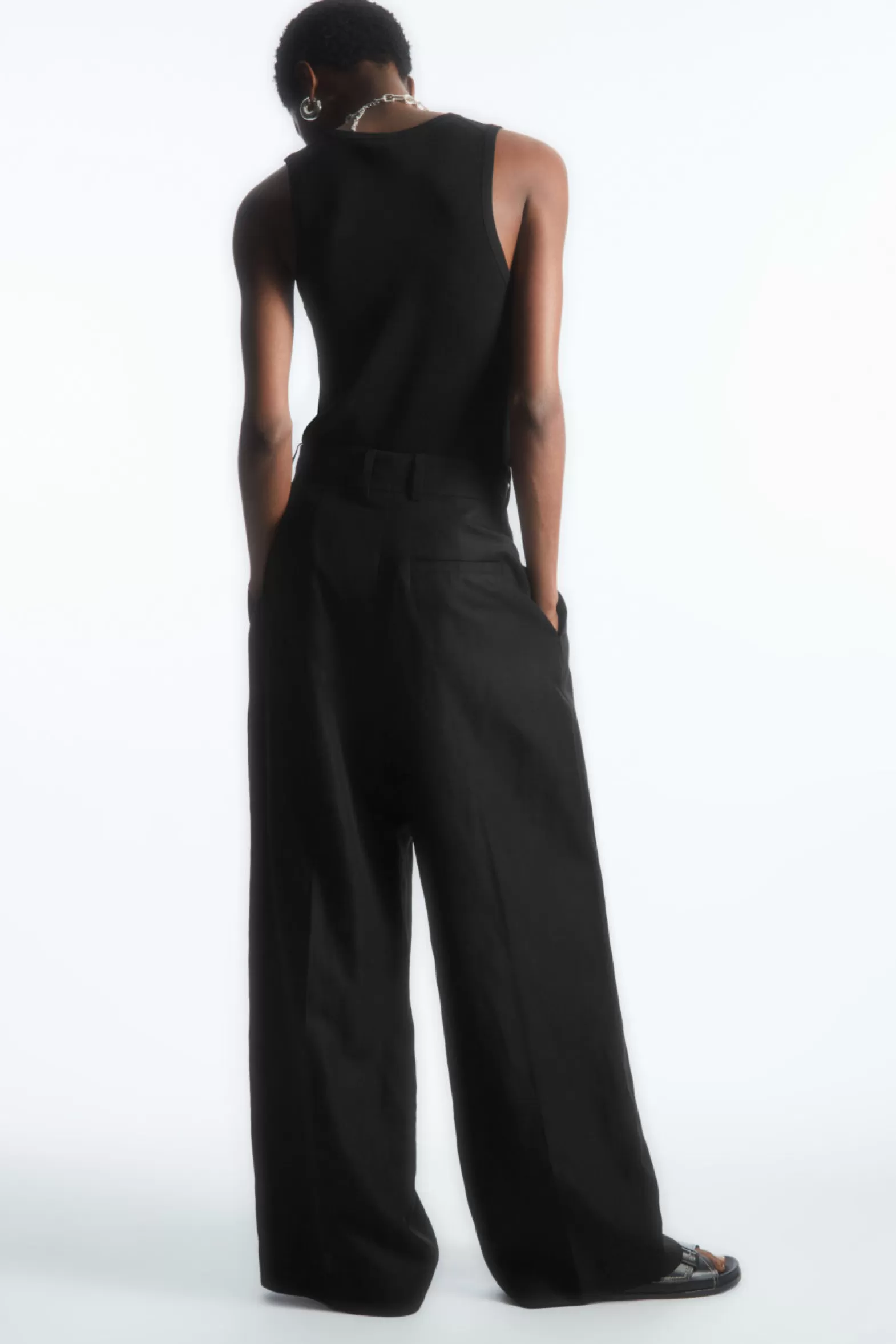 COS WIDE-LEG LINEN-BLEND TROUSERS