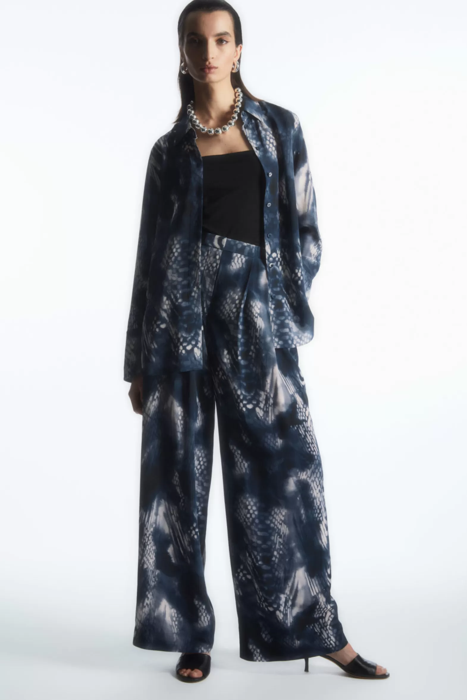 COS WIDE-LEG PRINTED SILK TROUSERS