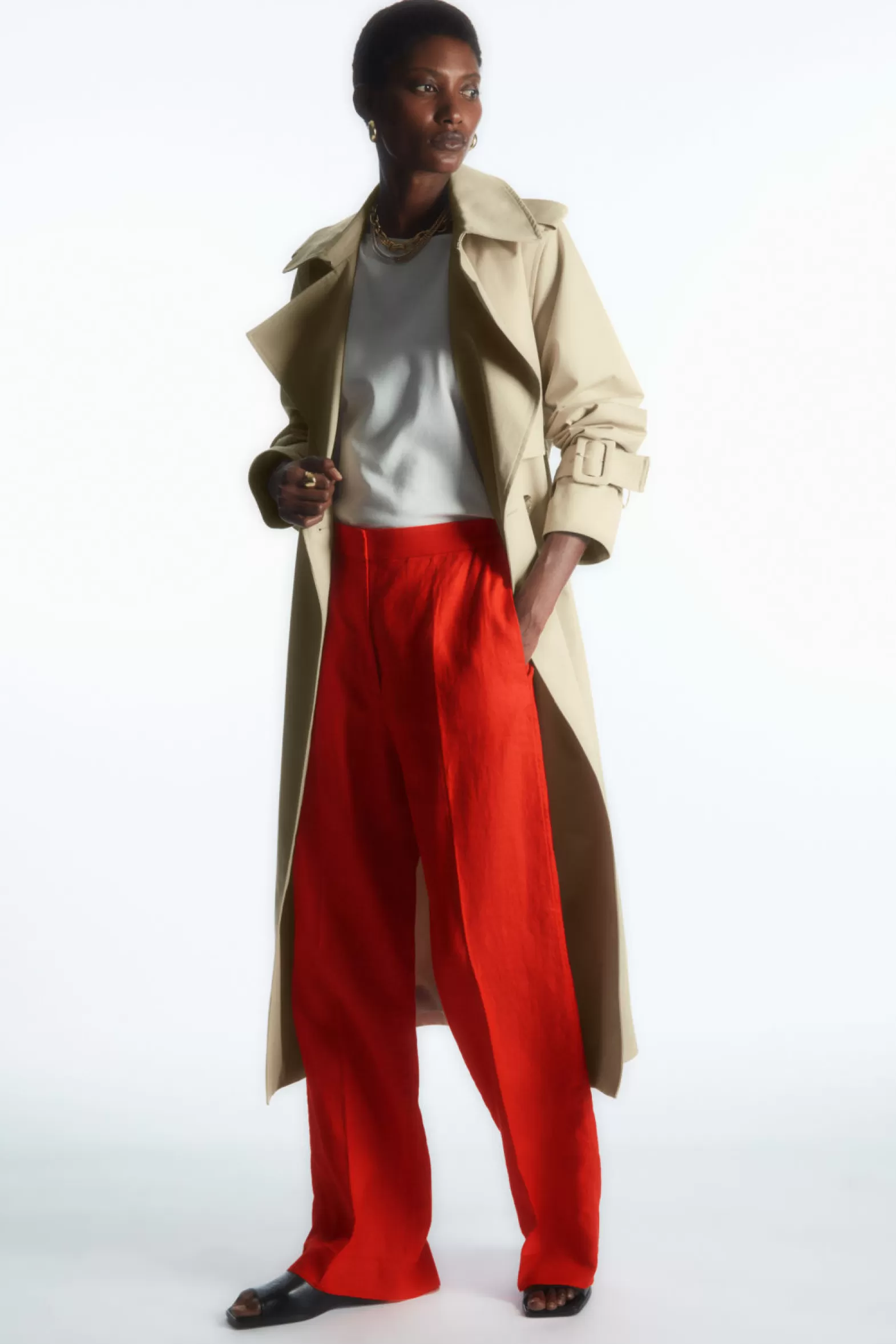 COS WIDE-LEG TAILORED LINEN TROUSERS