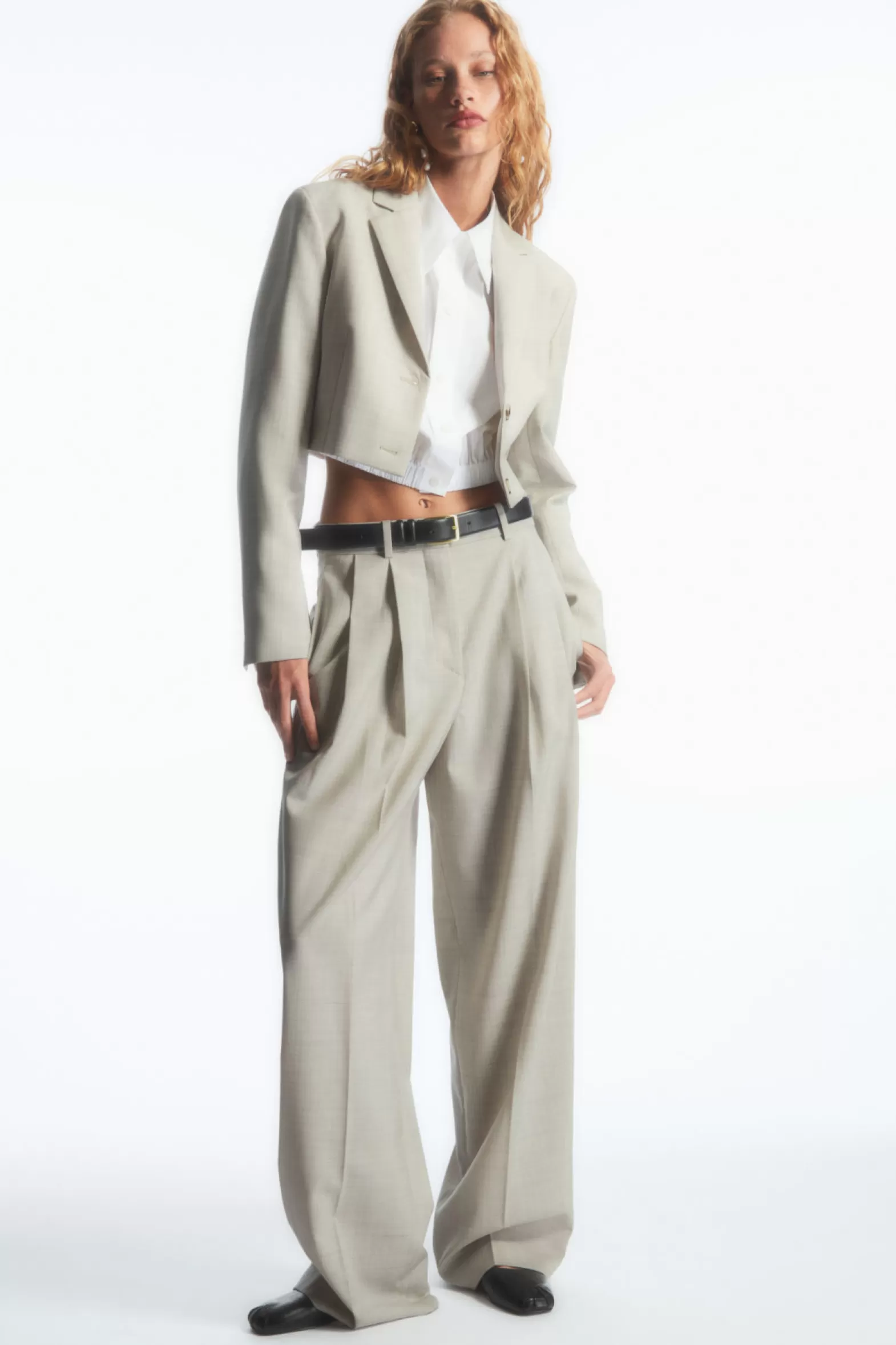 COS WIDE-LEG TAILORED WOOL TROUSERS