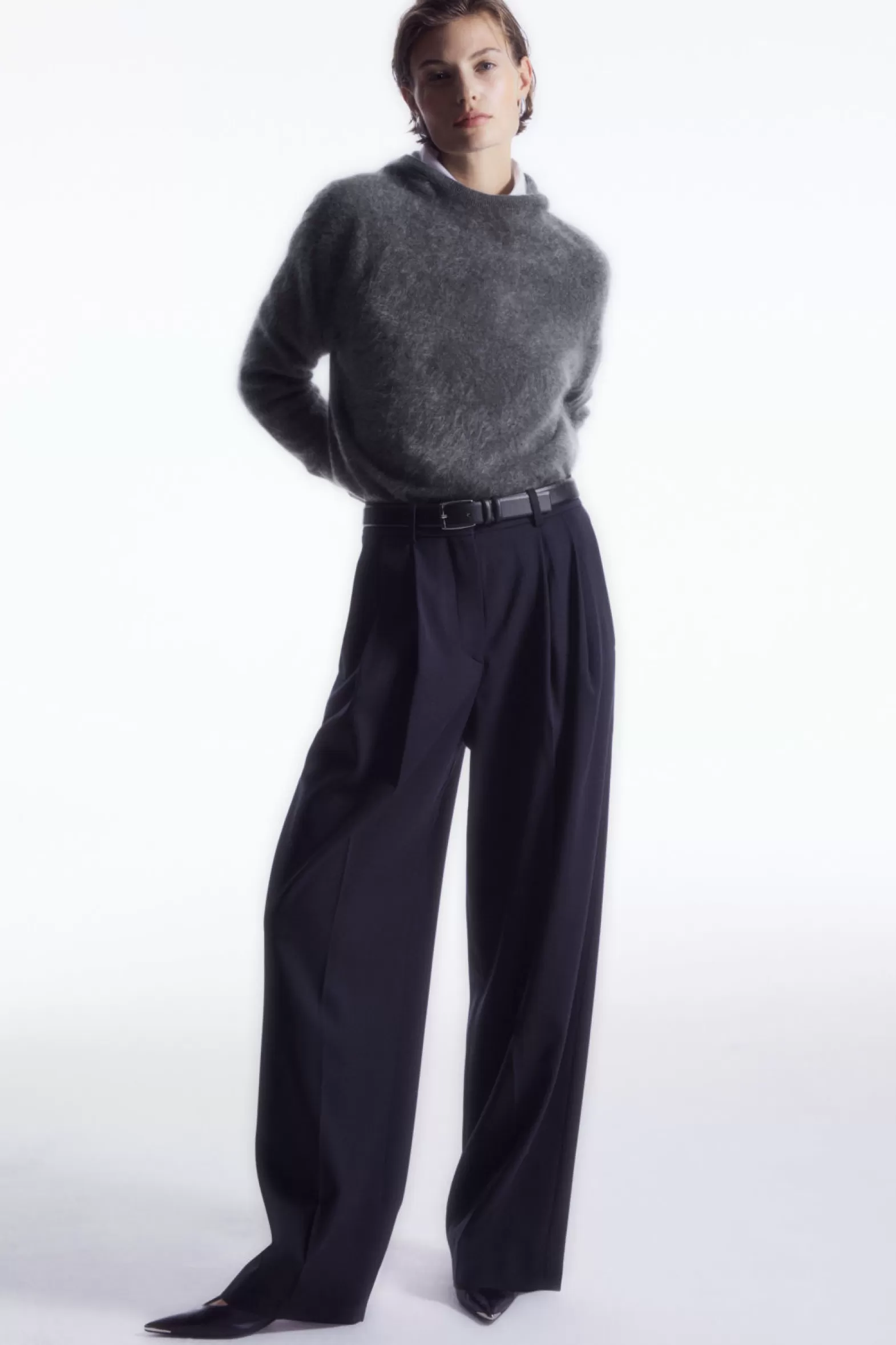 COS WIDE-LEG TAILORED WOOL TROUSERS