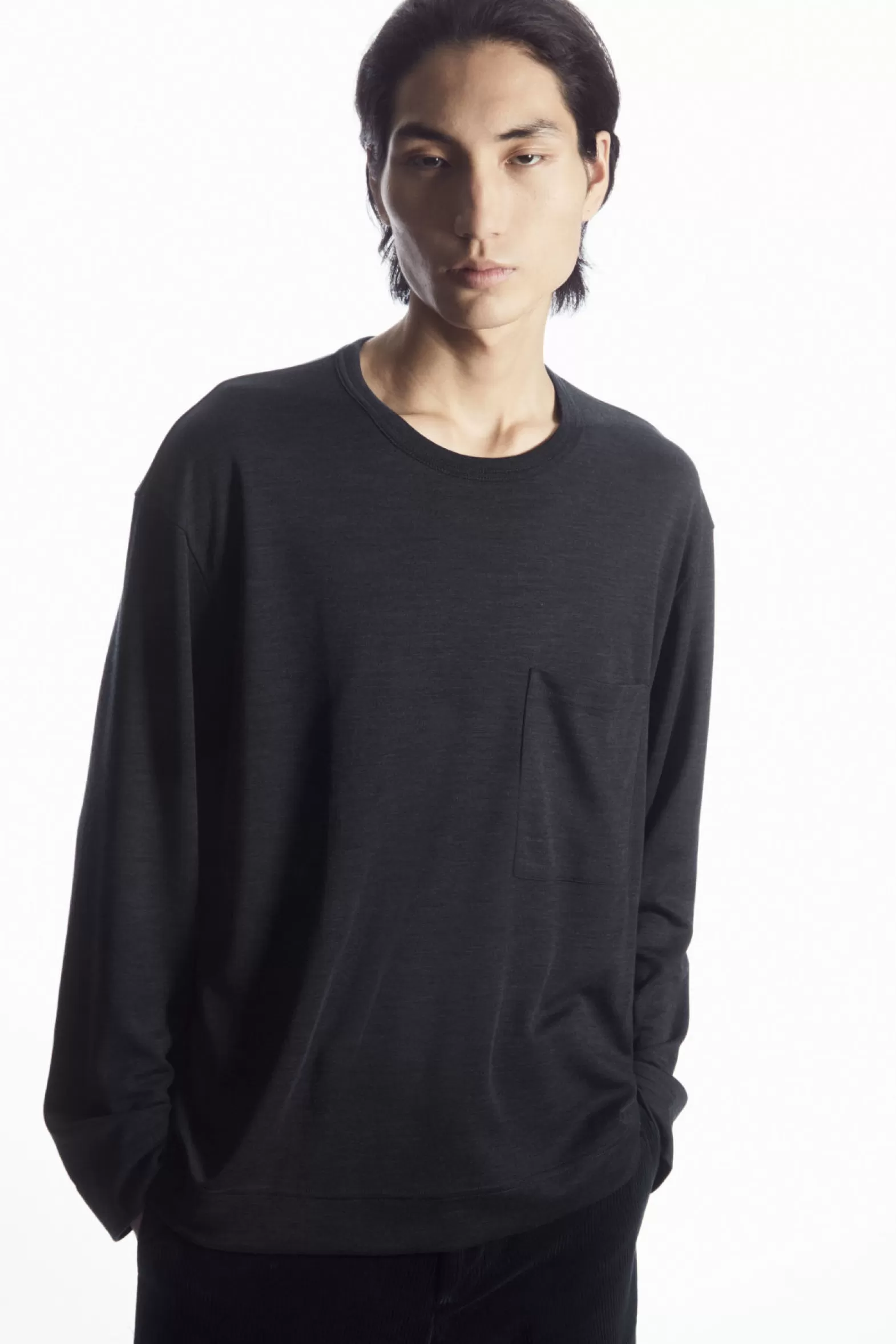 COS WOOL-BLEND LONG-SLEEVED T-SHIRT